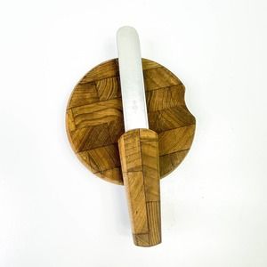 Dansk 1960’s Vintage Modern Jens Quistgaard Teak Cutting Board & Knife Set